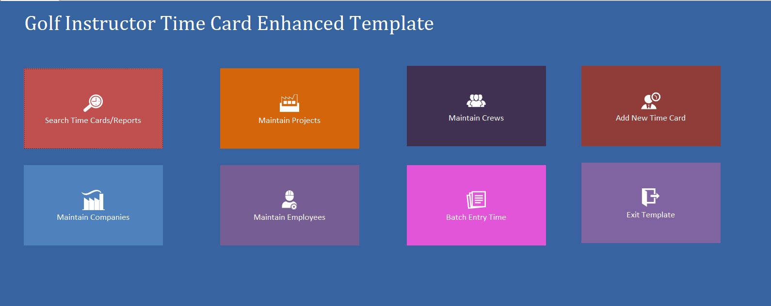 Enhanced Golf Instructor Time Hour/Clock Tracking Template | Tracking Database